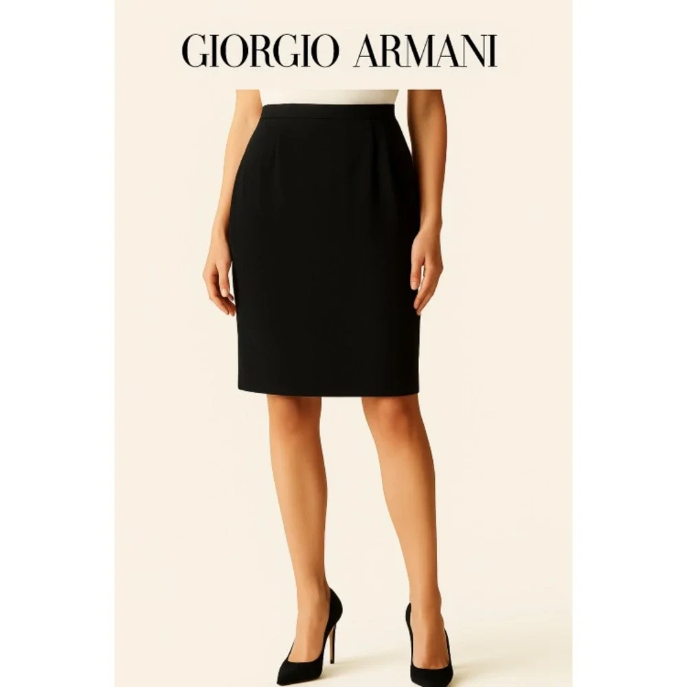 Giorgio‎ Armani Black Straight Skirt IT 42 / US 4 – Below Knee Length